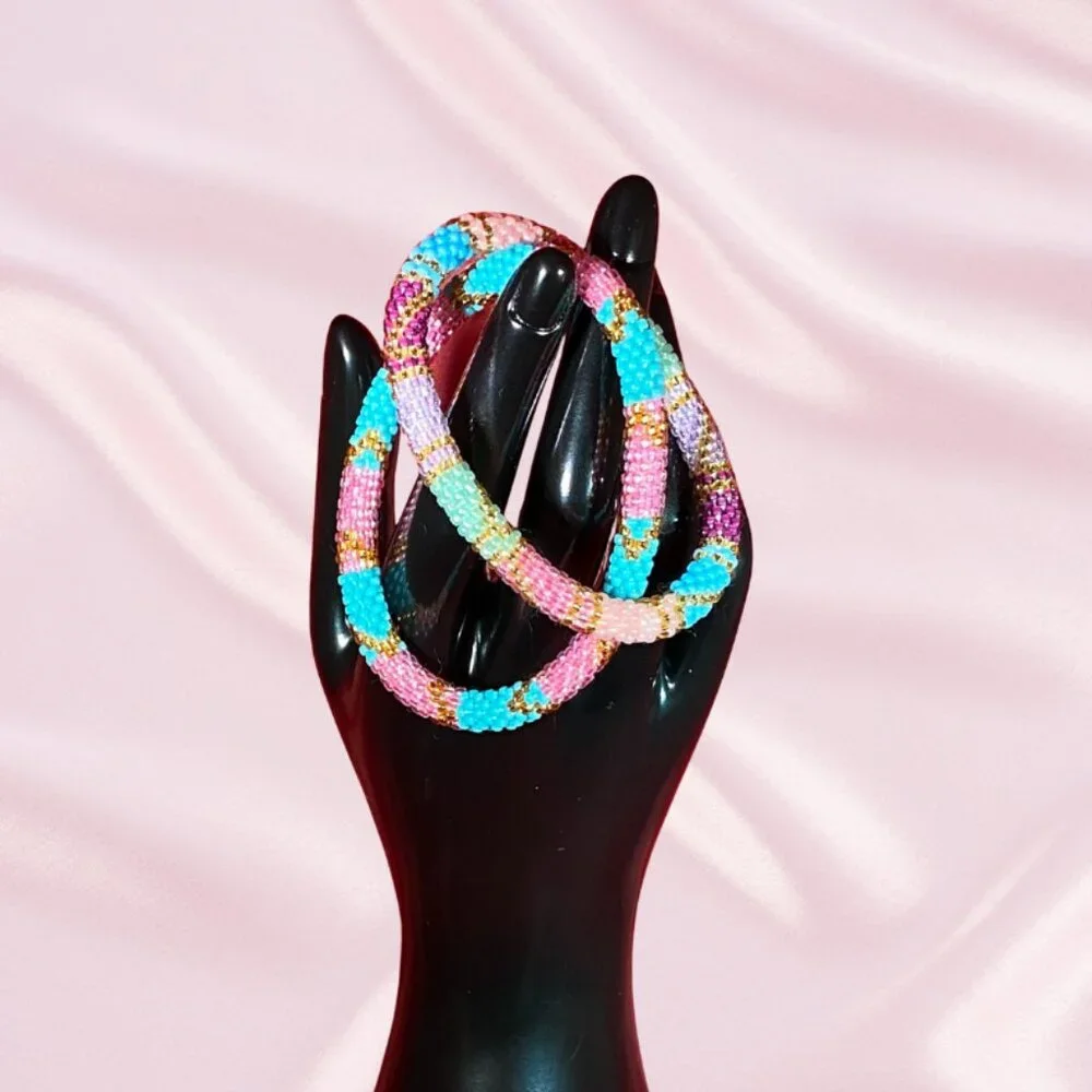 NEW never worn Sashka Bracelets - Pink and Teal